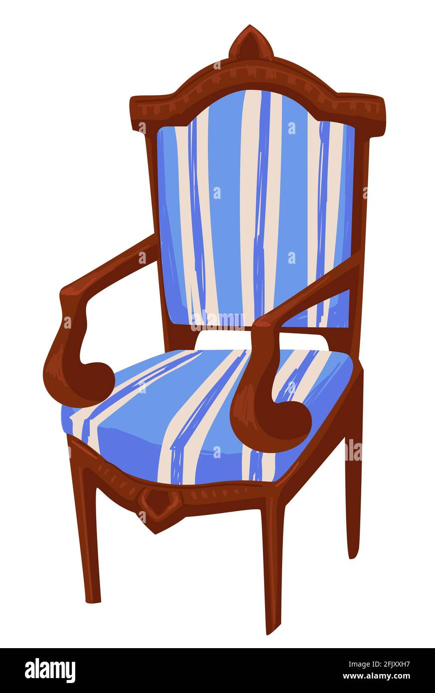 Vintage furniture, chair with carvings and decor Stock Vector