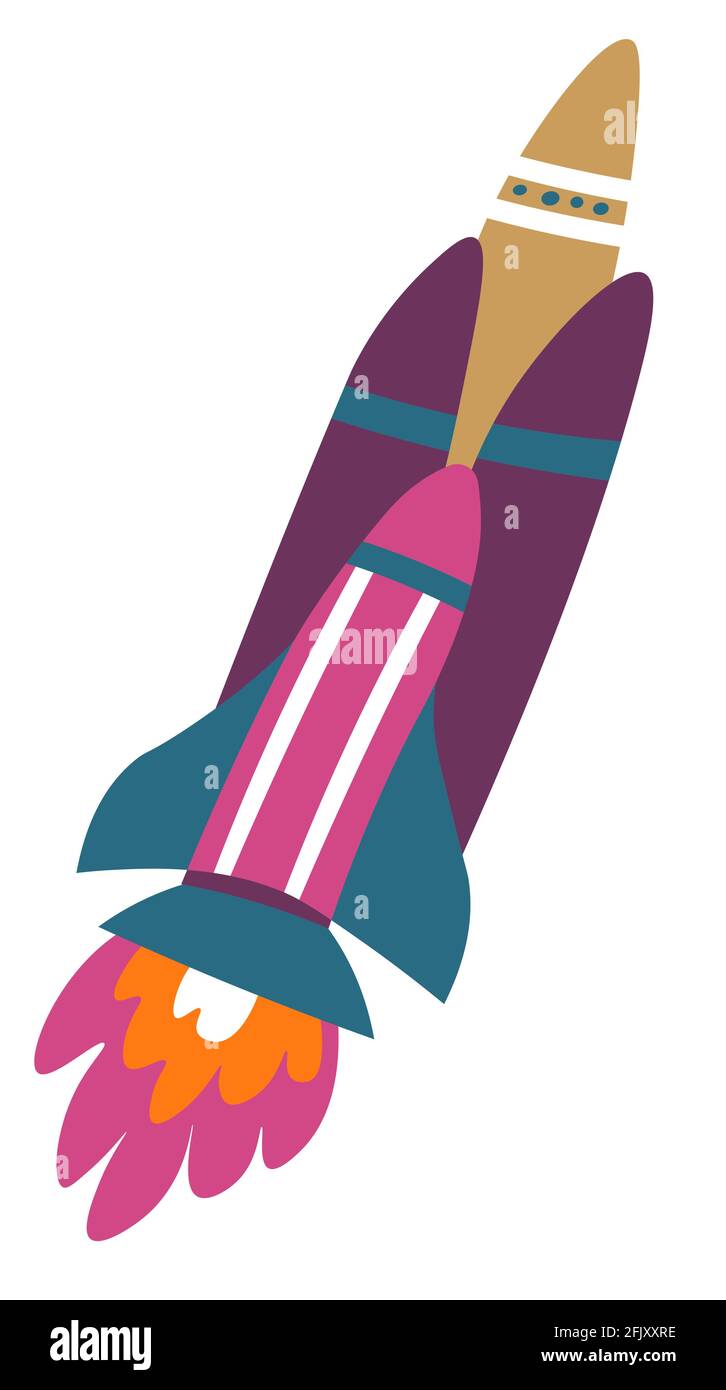 Launching rocket in space with fire and flame Stock Vector