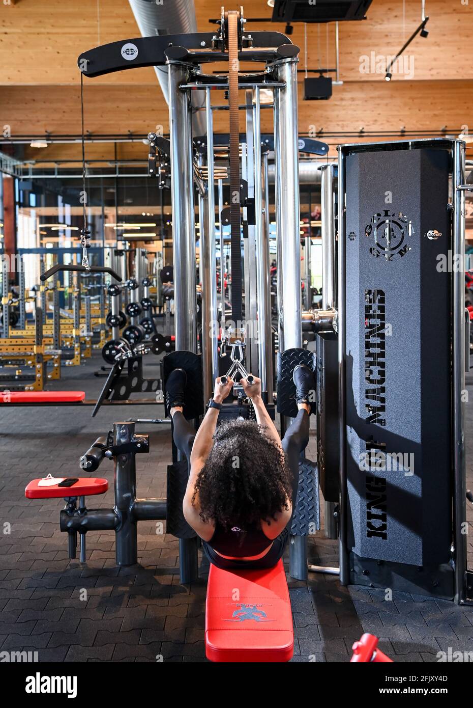 Berlin, Germany. 26th Apr, 2021. The fitness chain Gold's Gym opens its