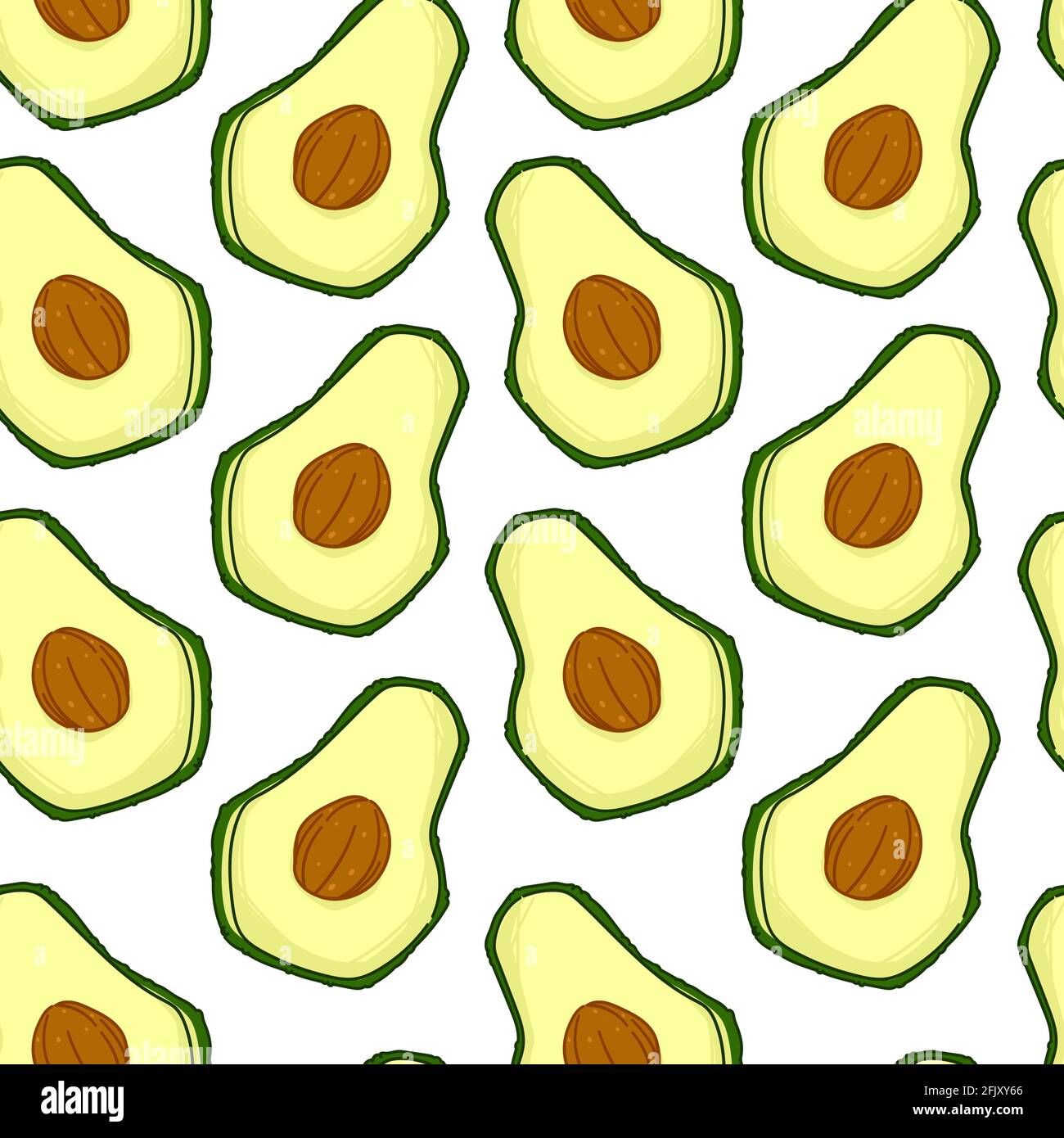 Avocado fruit with seed, fresh veggie pattern Stock Vector