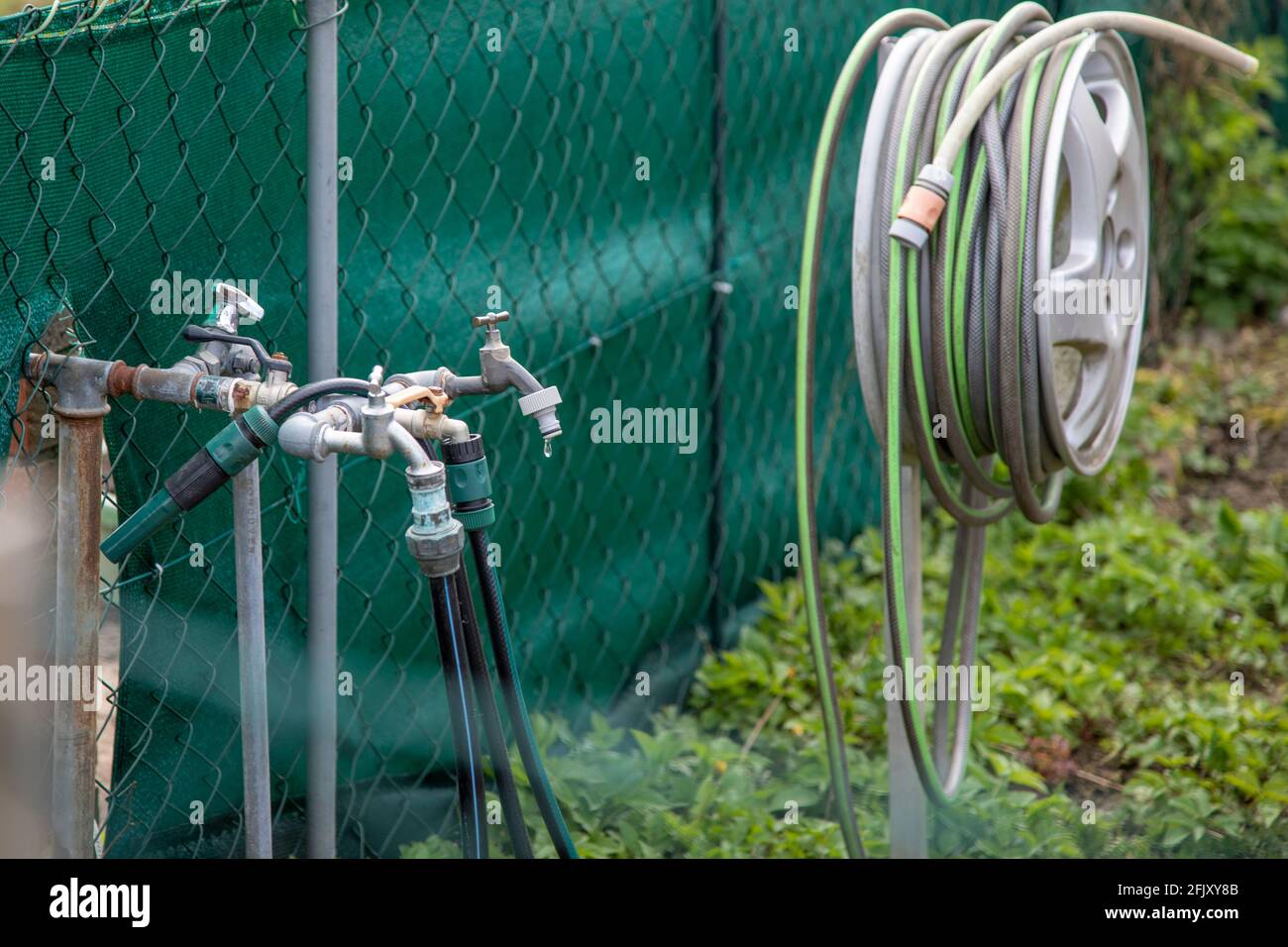 dripping faucet in a garden Stock Photo Alamy
