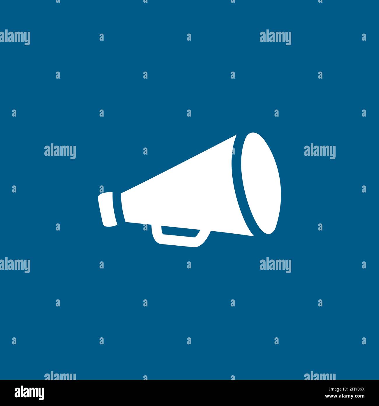 Megaphone Icon On Blue Background. Blue Flat Style Vector Illustration. Stock Vector