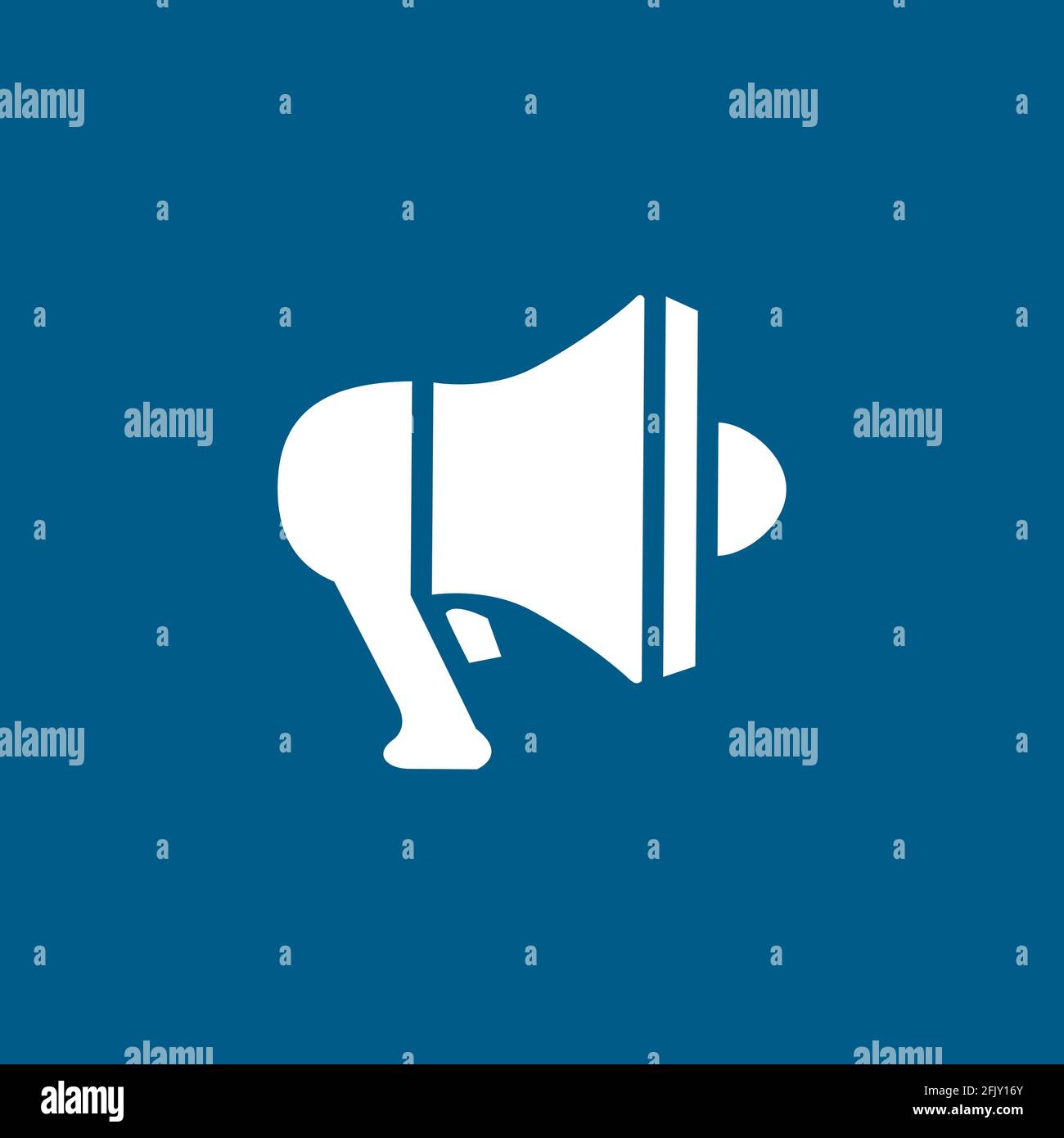 Megaphone Icon On Blue Background. Blue Flat Style Vector Illustration. Stock Vector