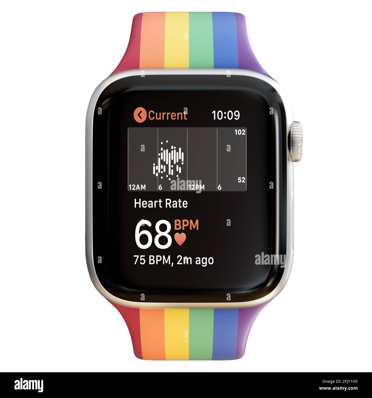 Apple Watch series 6 Sport 44 mm Silver Aluminium Case with Sport Band with  activity app on the display. Isolated on white background Stock Photo -  Alamy