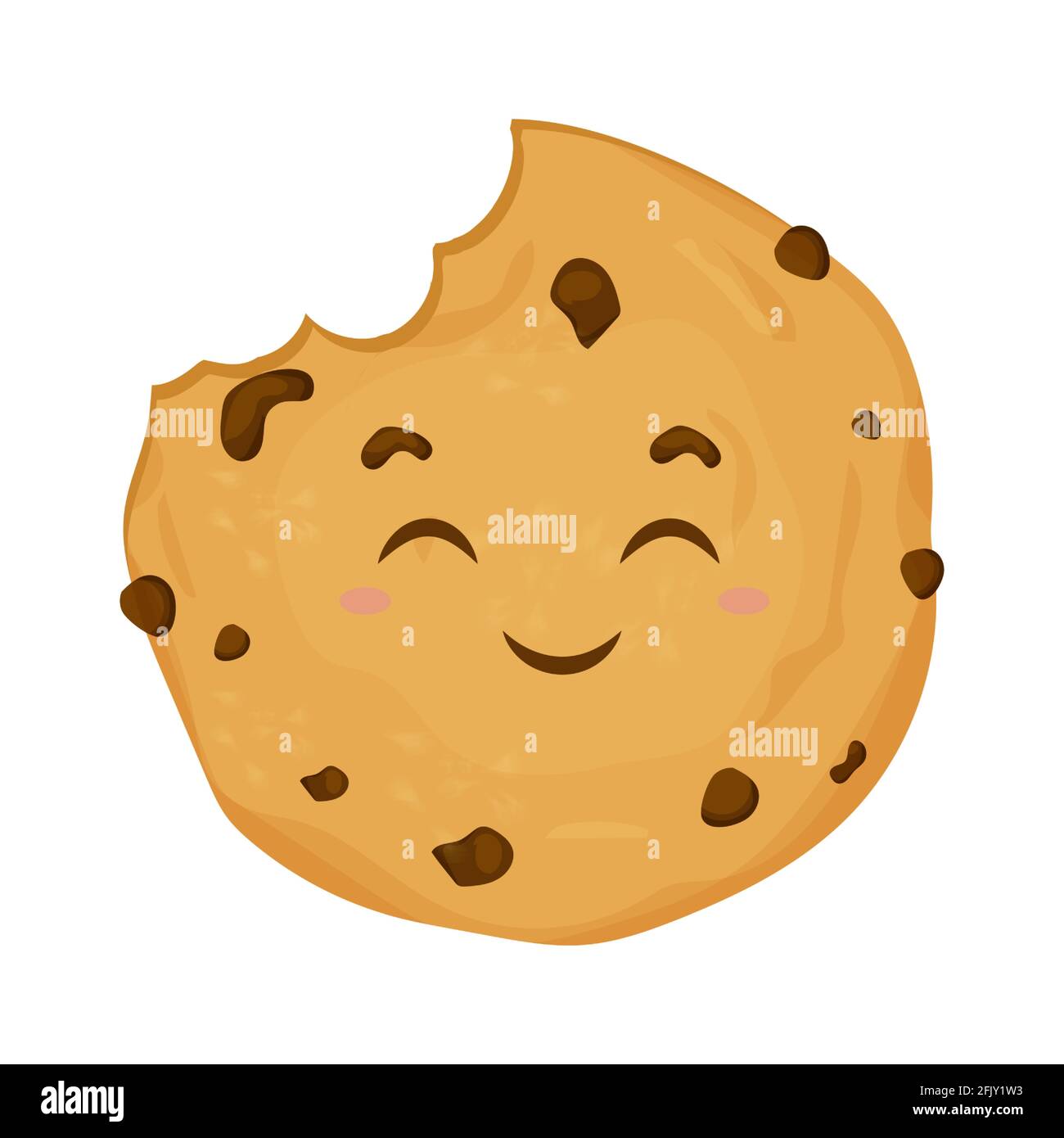 Cute, comic kawaii cookie, emotional character in cartoon style isolated on  white background. Dessert with chocolate chips. . Vector illustration Stock  Vector Image & Art - Alamy