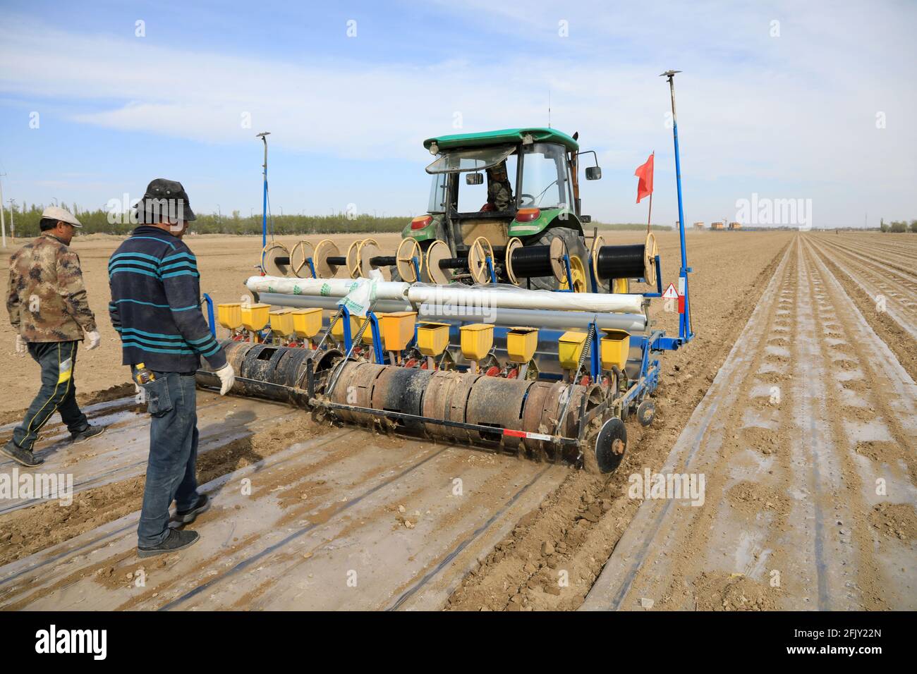 Shuanghe, China. 26th Apr, 2021. The 770,000 acres of cotton fields complete seed sowing in Shuanghe, Xinjiang, China on 26th April, 2021.(Photo by TPG/cnsphotos) Credit: TopPhoto/Alamy Live News Stock Photo