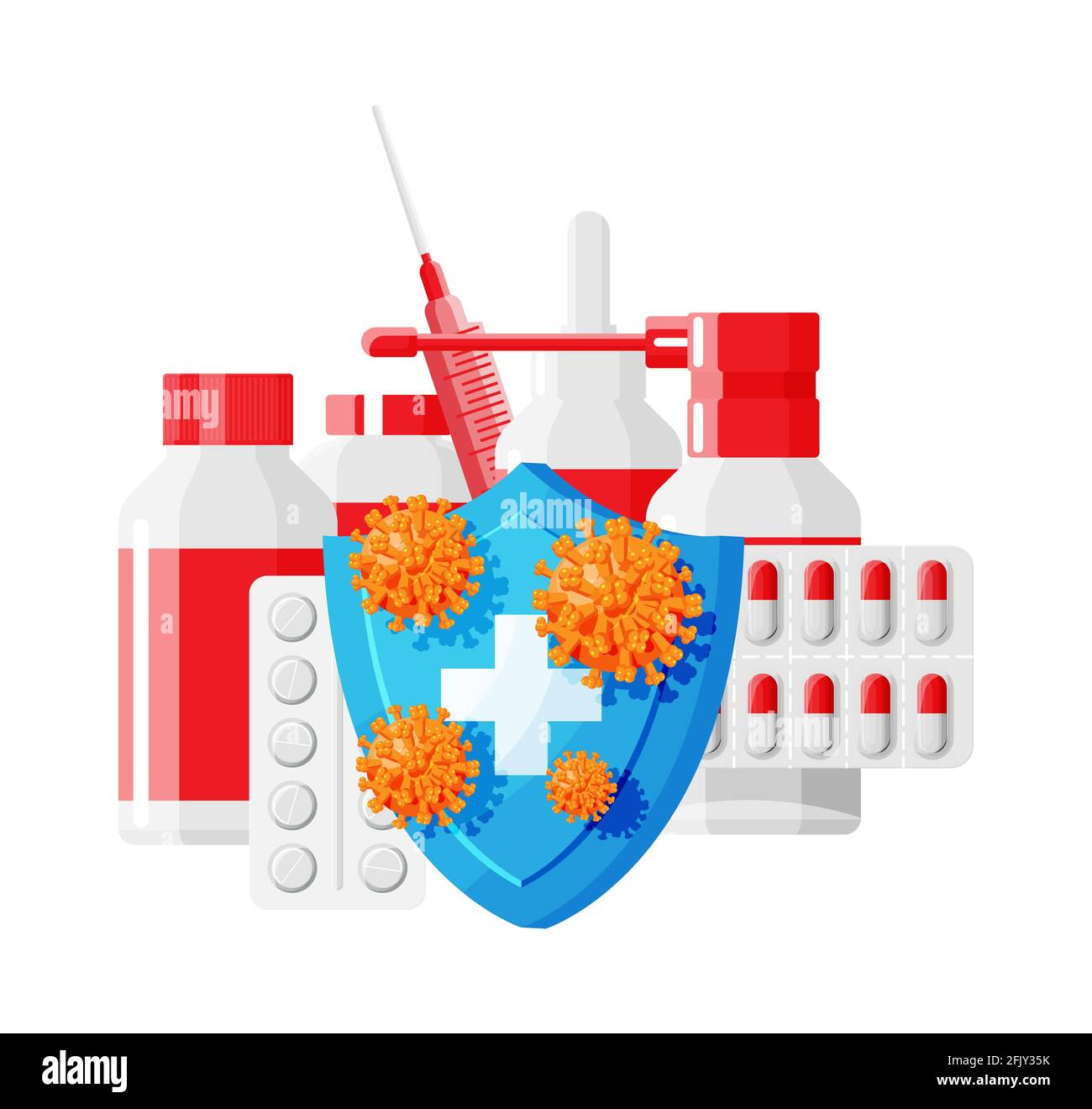 Vaccination and immunity concept. Stock Vector