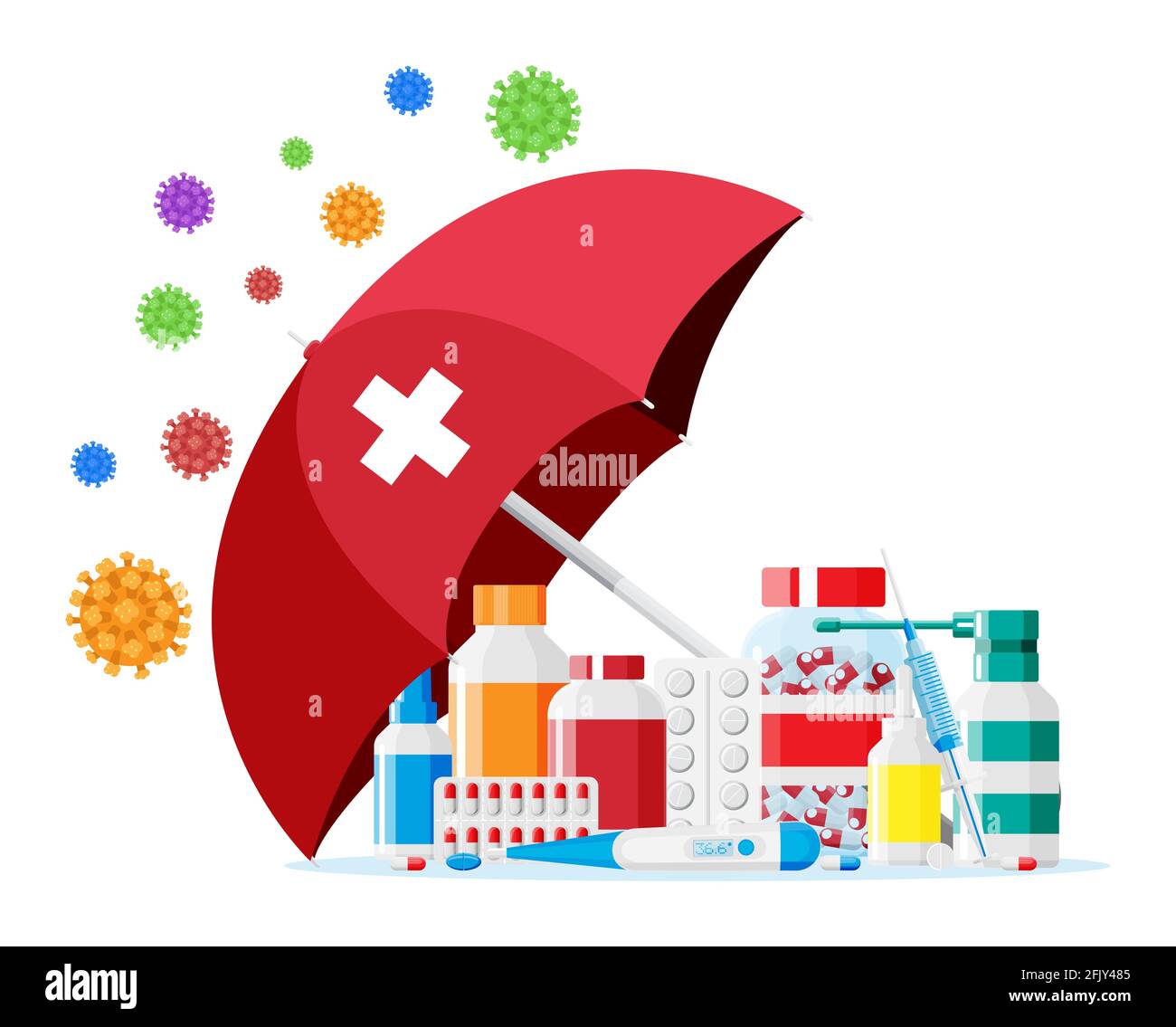 Vaccination and immunity concept. Stock Vector
