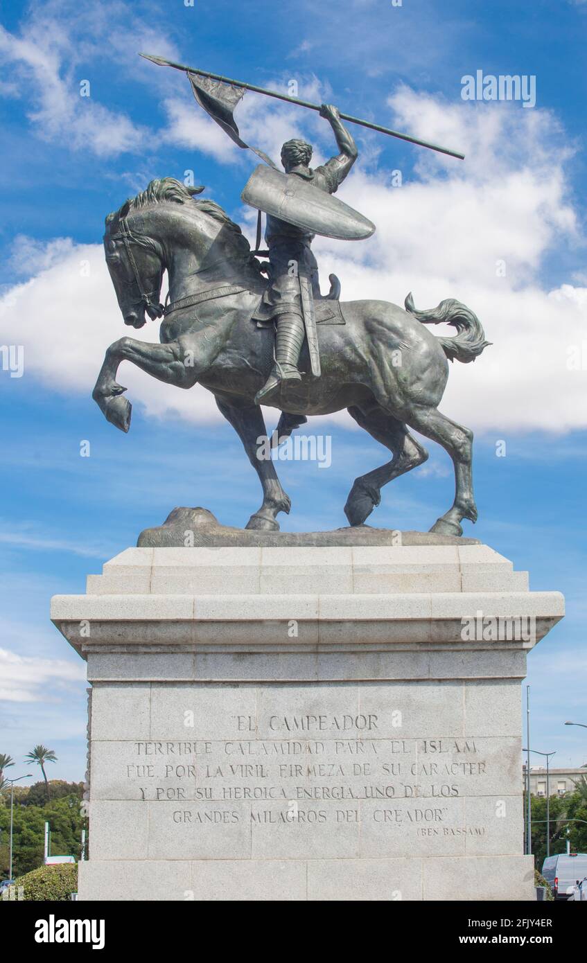 El Cid Campeador equestrian Statue. Sculpted by Anna Hyatt Huntington in 1927 Stock Photo
