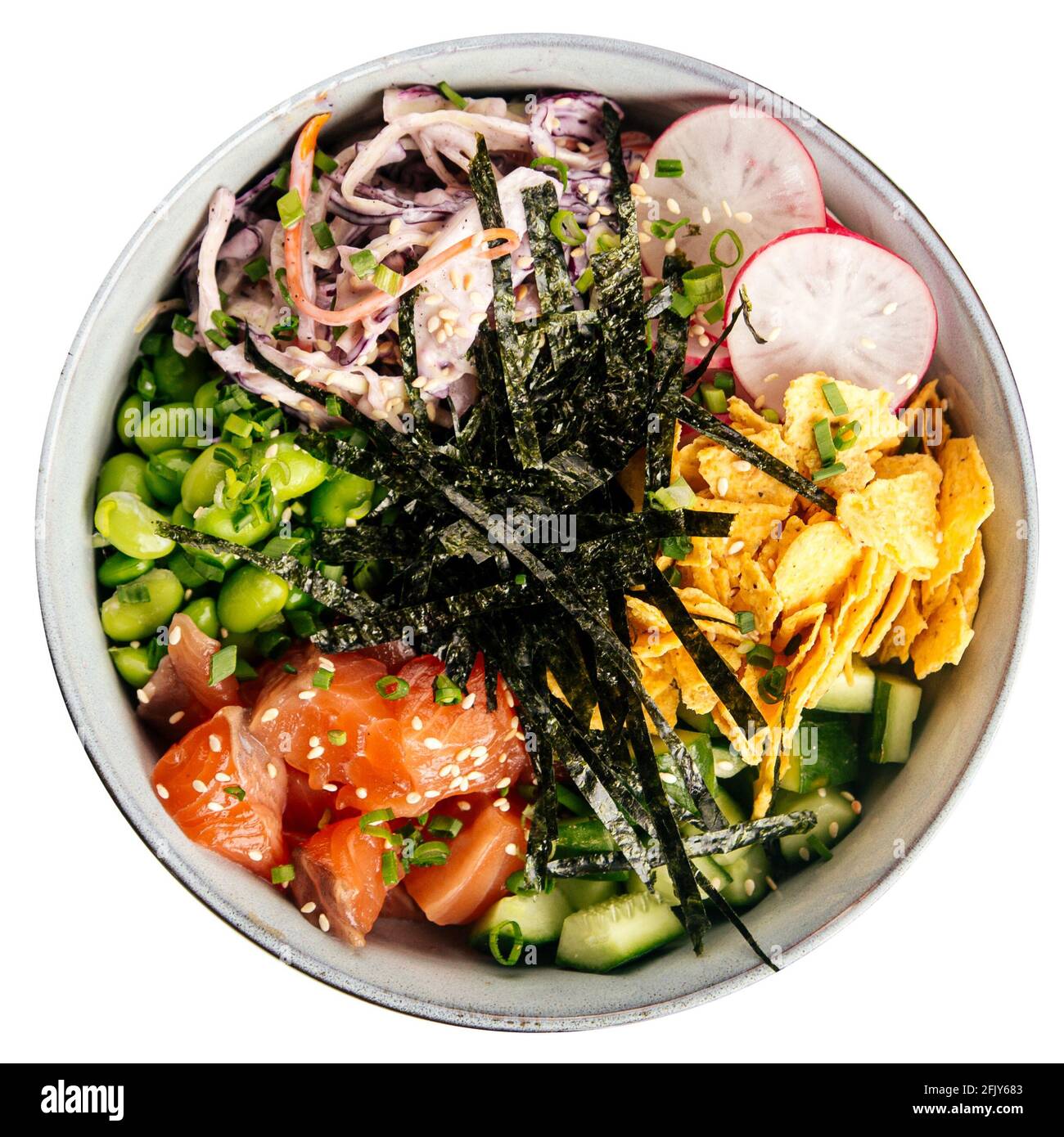 Isolated hawaiian salmon poke bowl with vegetables Stock Photo Alamy