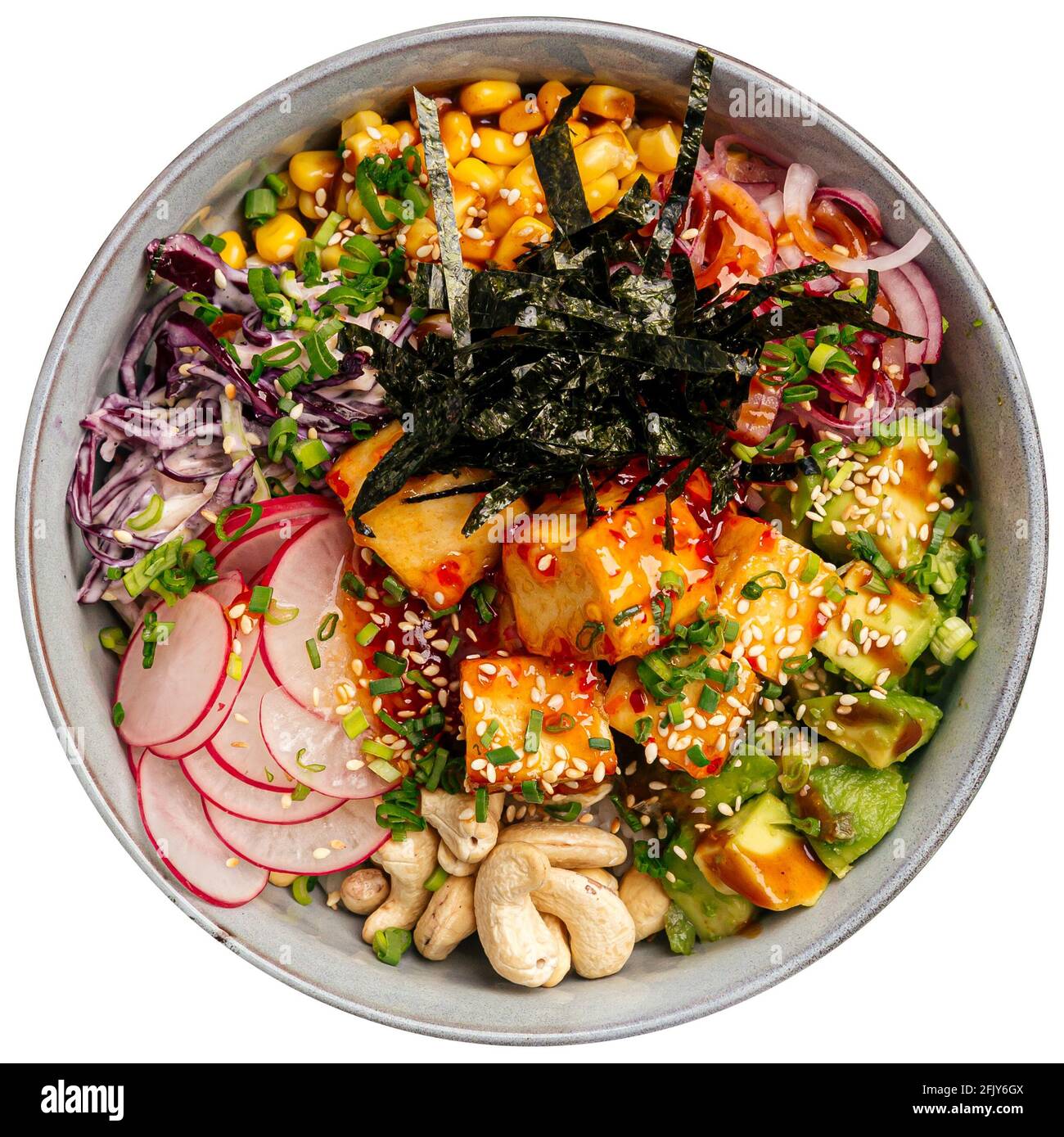 Isolated hawaiian salmon poke bowl with vegetables Stock Photo Alamy