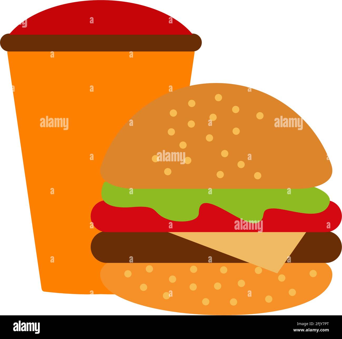 Burger and soft drink logo design vector template Stock Vector