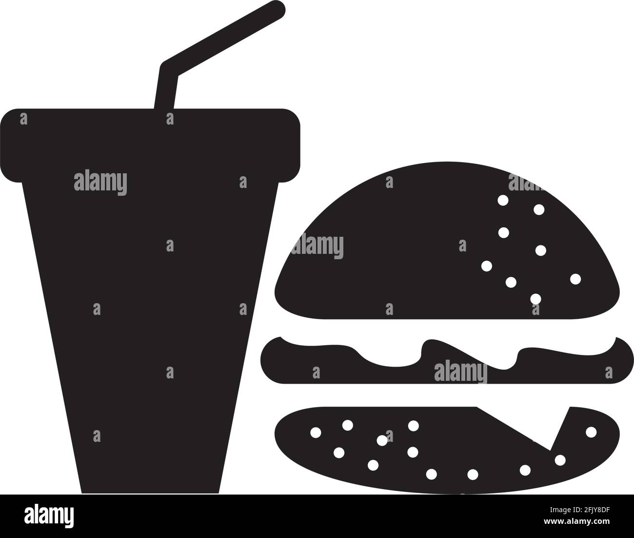 Burger and soft drink logo design vector template Stock Vector