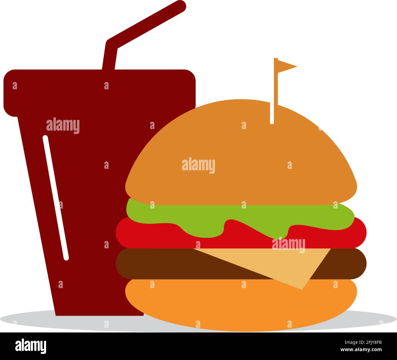 Burger and soft drink logo design vector template Stock Vector
