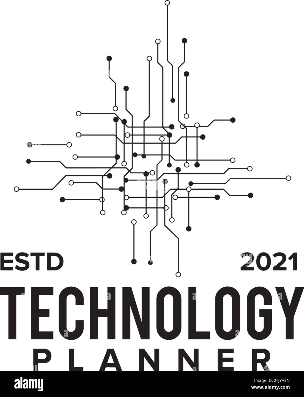 Technology logo design with circuit icon vector template Stock Vector