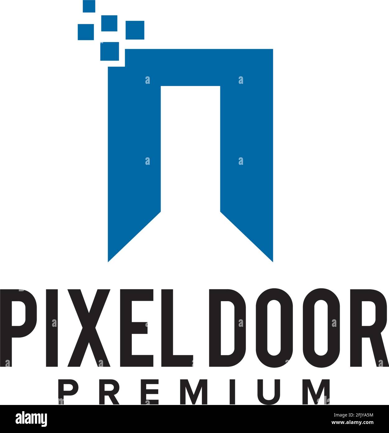 Pixel door logo design vector template Stock Vector