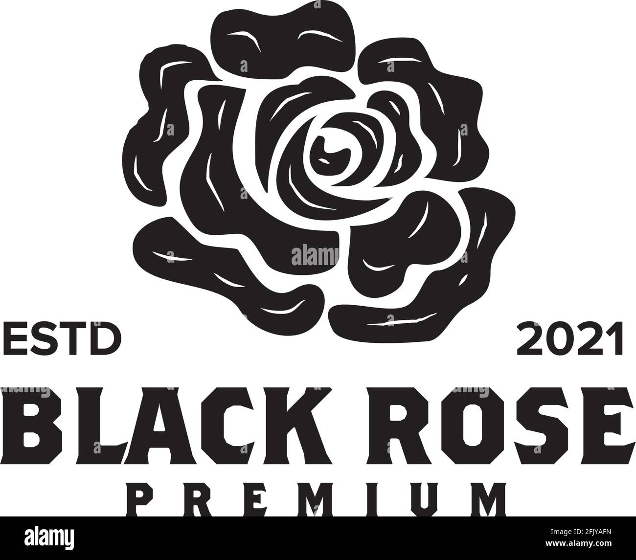 Black rose flower logo design vector template Stock Vector