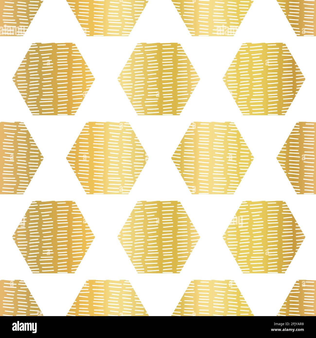 Abstract Geometric Seamless Golden Vector Background Hexagons On White