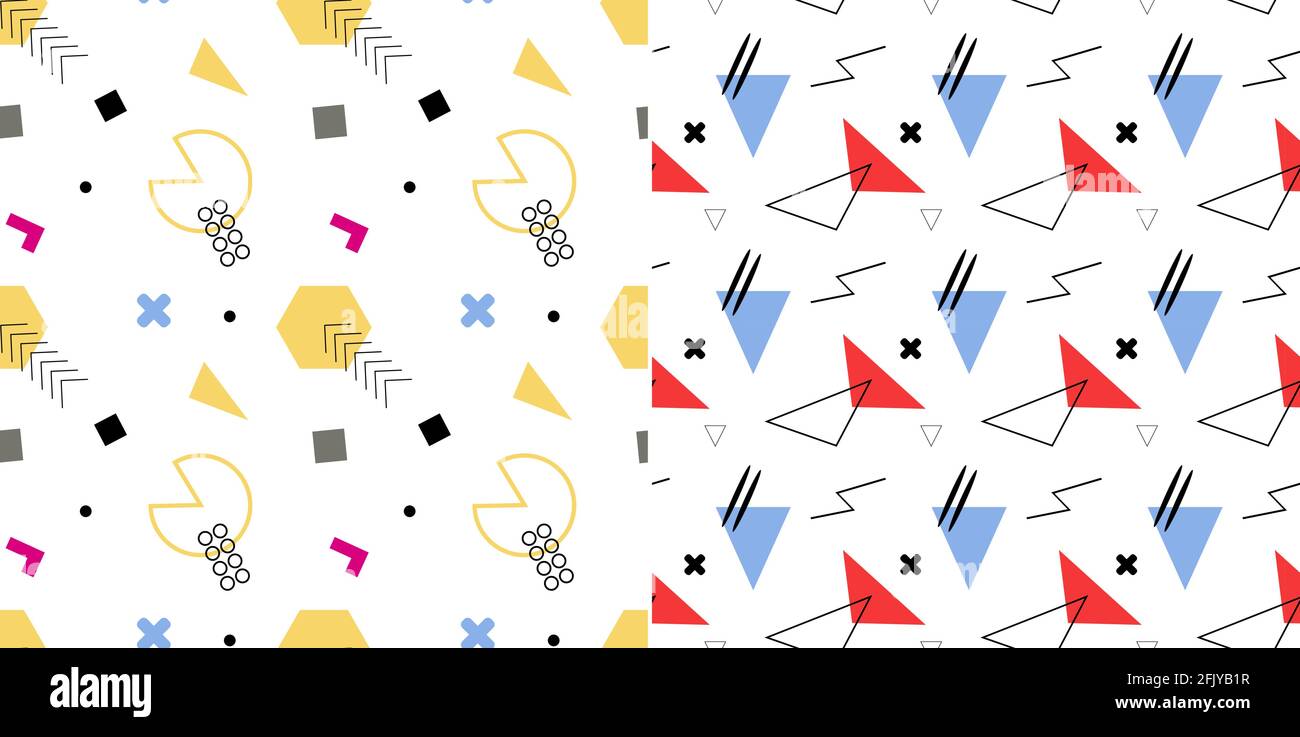 Abstract geometric seamles patern in Memphis style Stock Vector