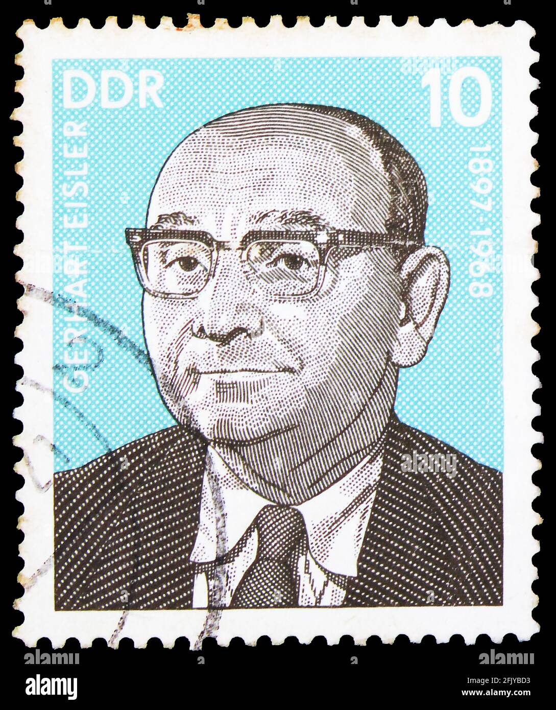 MOSCOW, RUSSIA - SEPTEMBER 27, 2019: Postage stamp printed in Germany, Democratic Republic, shows Gerhard Eisler, 10 Pf. - East German pfennig, Person Stock Photo
