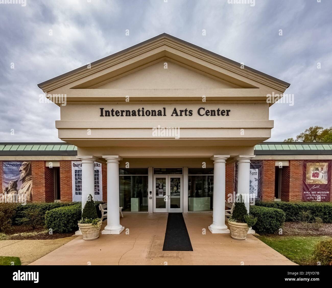 Troy, Alabama, USA-March 20, 2021: Entrance of the International Arts Center on the campus of Troy University. Stock Photo