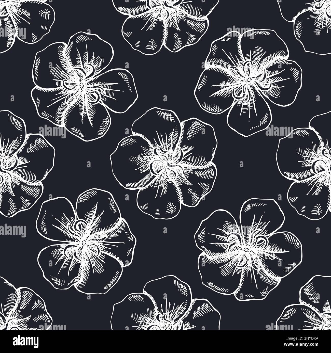 Seamless pattern with hand drawn chalk glory bush Stock Vector Image ...