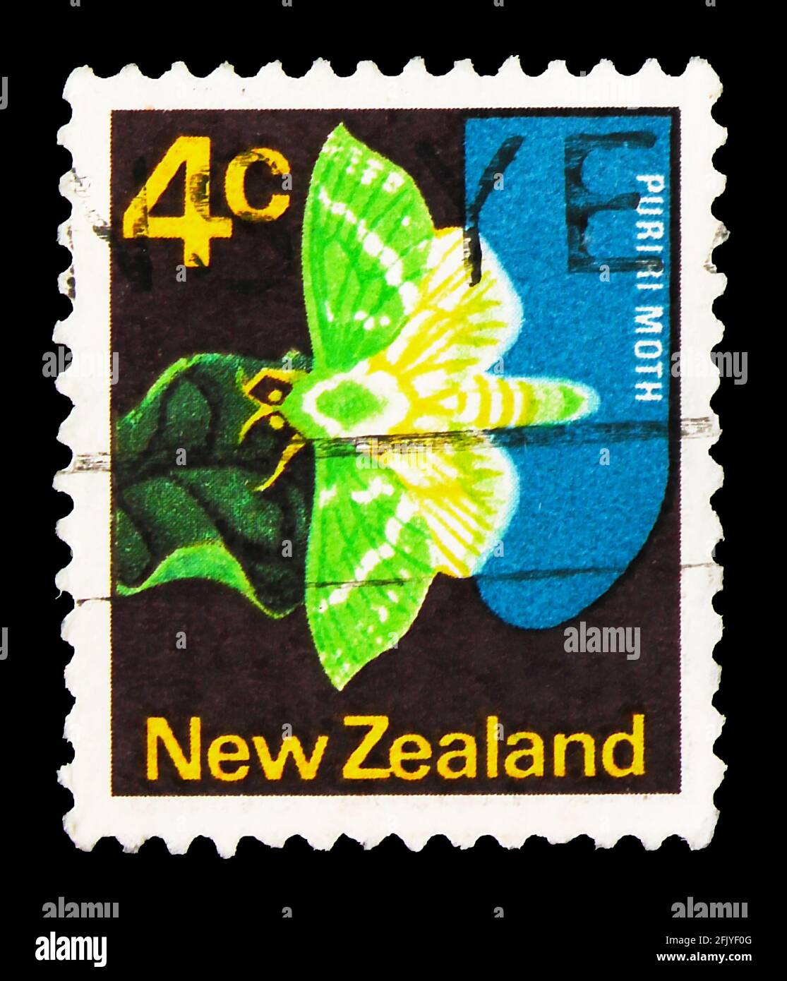 MOSCOW, RUSSIA - SEPTEMBER 27, 2019: Postage stamp printed in New Zealand shows Great Ghost, Puriri moth (Hepialus virescens), Definitives serie, circ Stock Photo