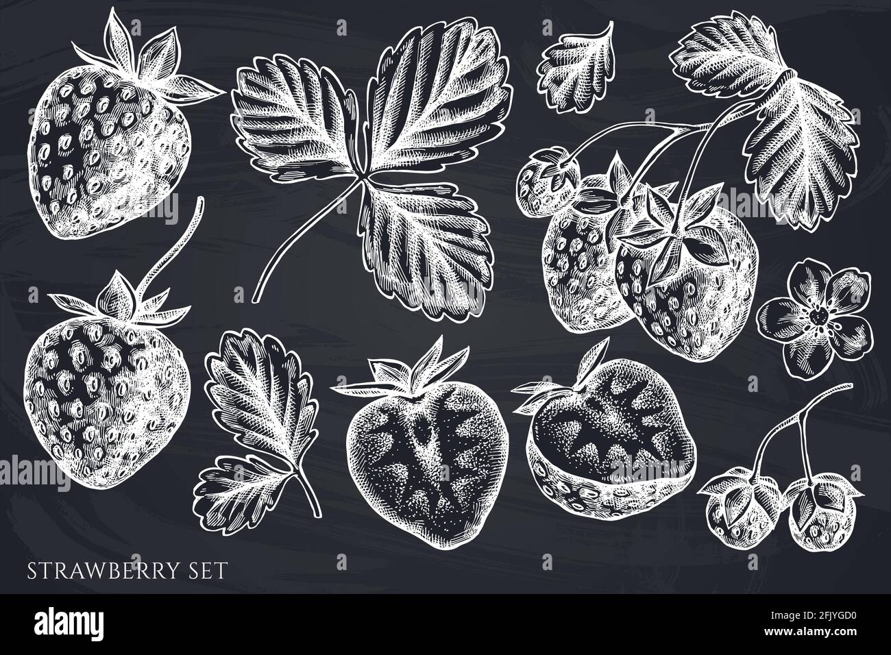 Vector set of hand drawn chalk strawberry Stock Vector Image & Art Alamy