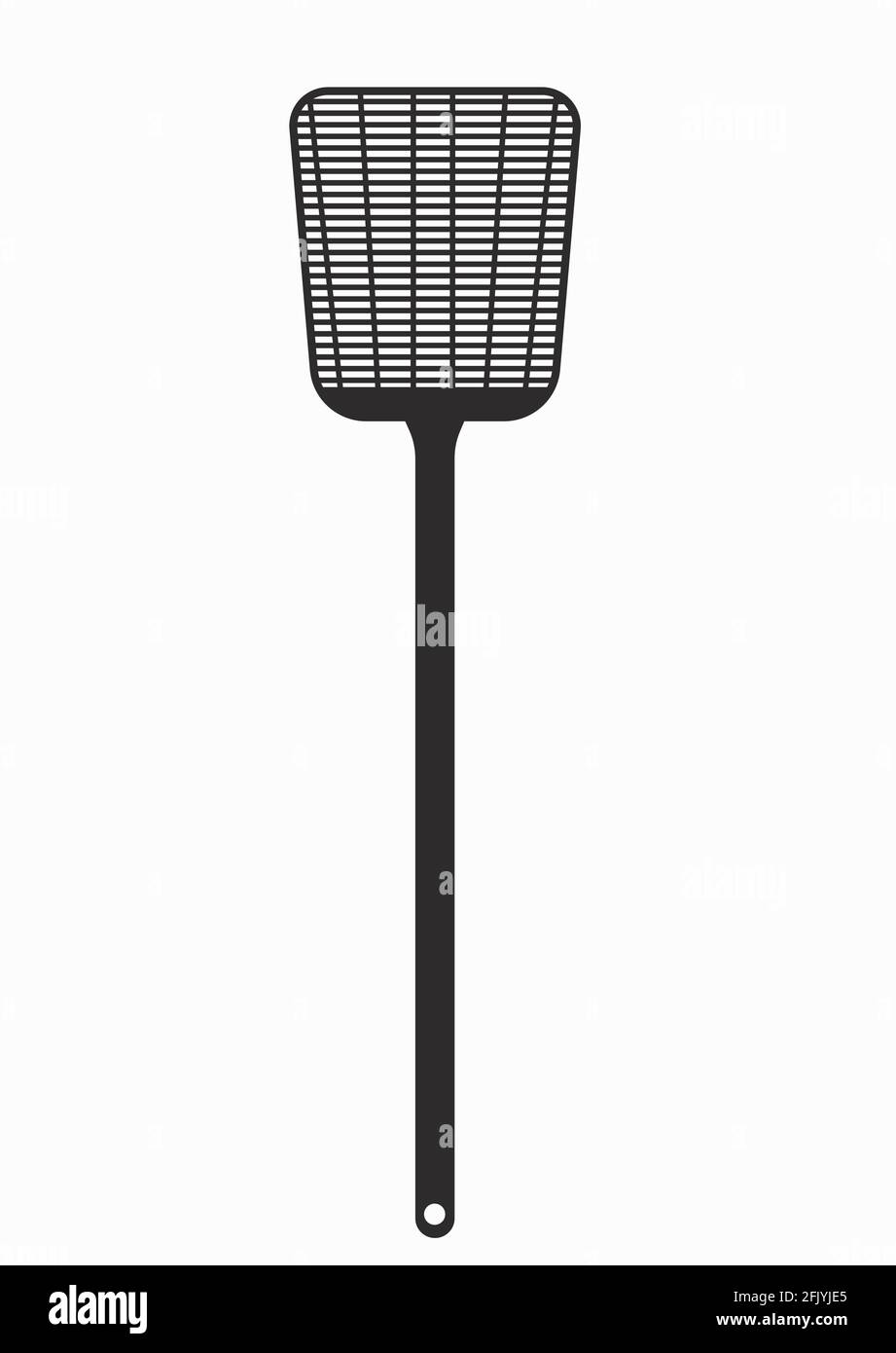Fly swatter. Black silhouette. Tool for destruction of insects at home. Flat vector icon Stock
