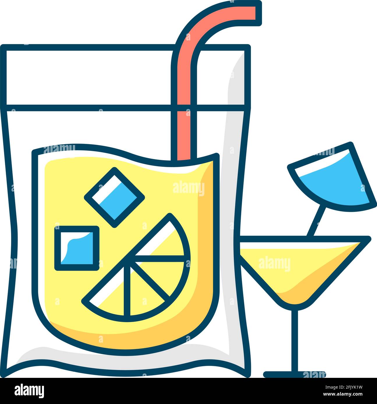 Cocktail to go RGB color icon. Alcoholic beverage. Mixed drink