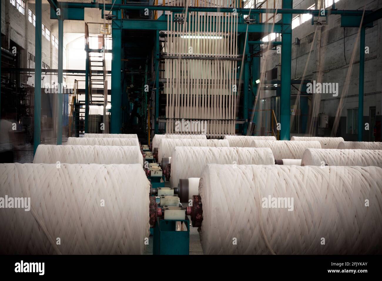 Gigantic rope dyeing machine for making denim fabric Stock Photo Alamy