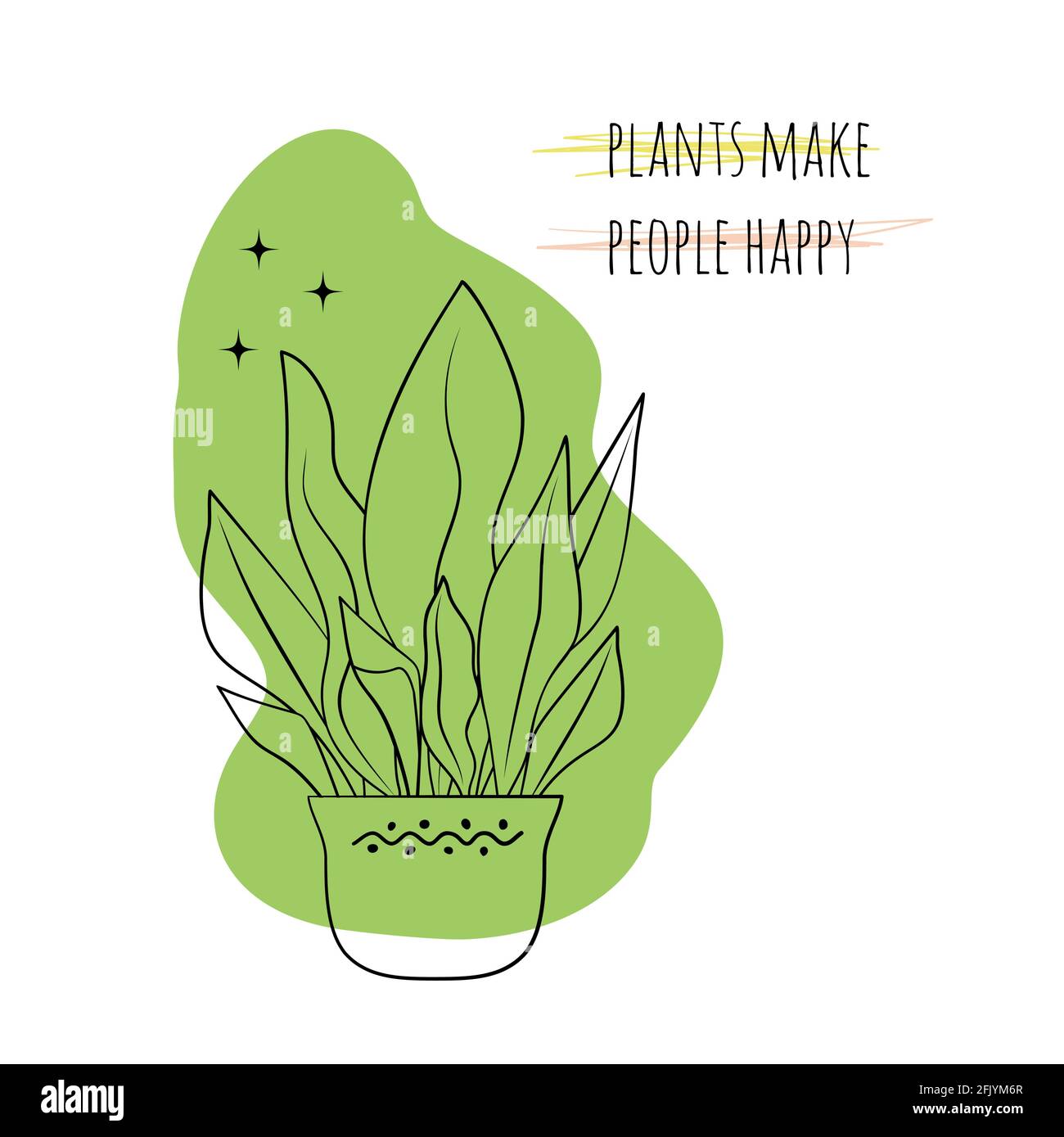 Minimalist boho illustration of quote Plants make people happy with