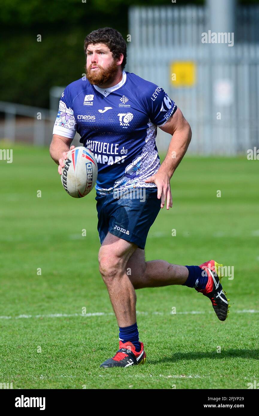 Halifax, England - 25th April 2021 - Match Garbutt of Toulouse Olympique XIII in action during the Rugby League Betfred Championship Halifax vs Toulouse Olympique XIII at The Shay Stadium, Halifax, UK Stock Photo
