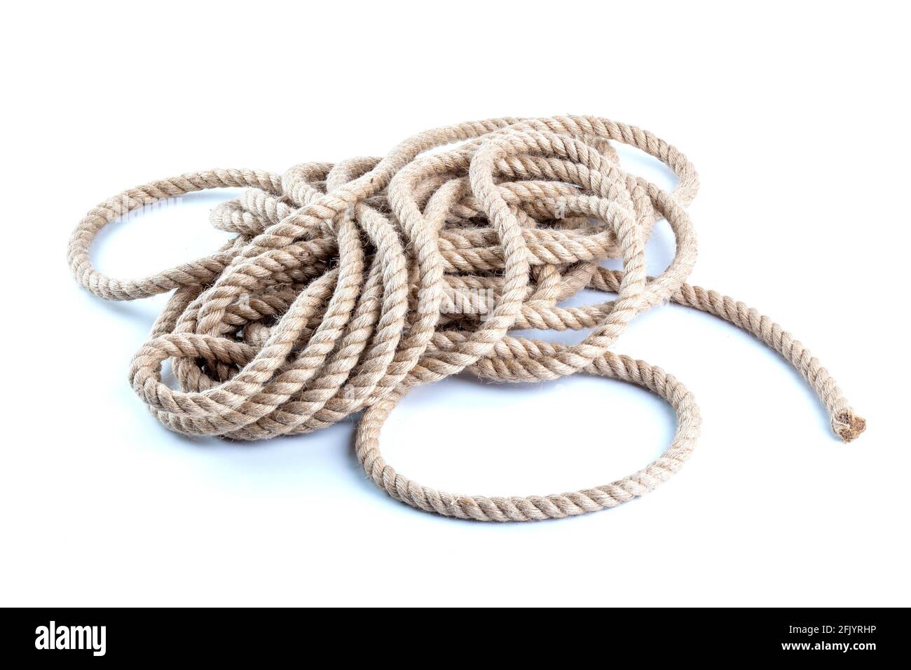 coil of natural Jute Hessian Rope Cord Braided Twisted isolated on ...