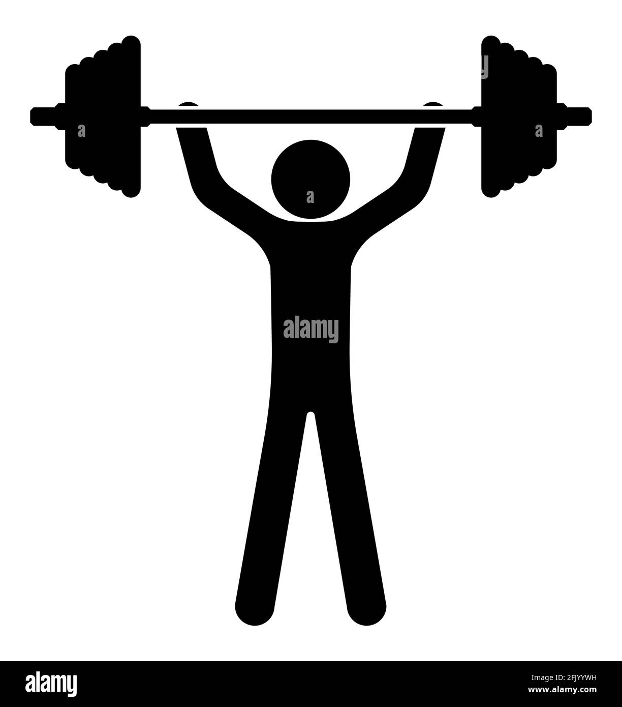 Stick figure, man lifts heavy barbell over his head. Fitness and  bodybuilding classes in gym. Vector Stock Vector Image & Art - Alamy