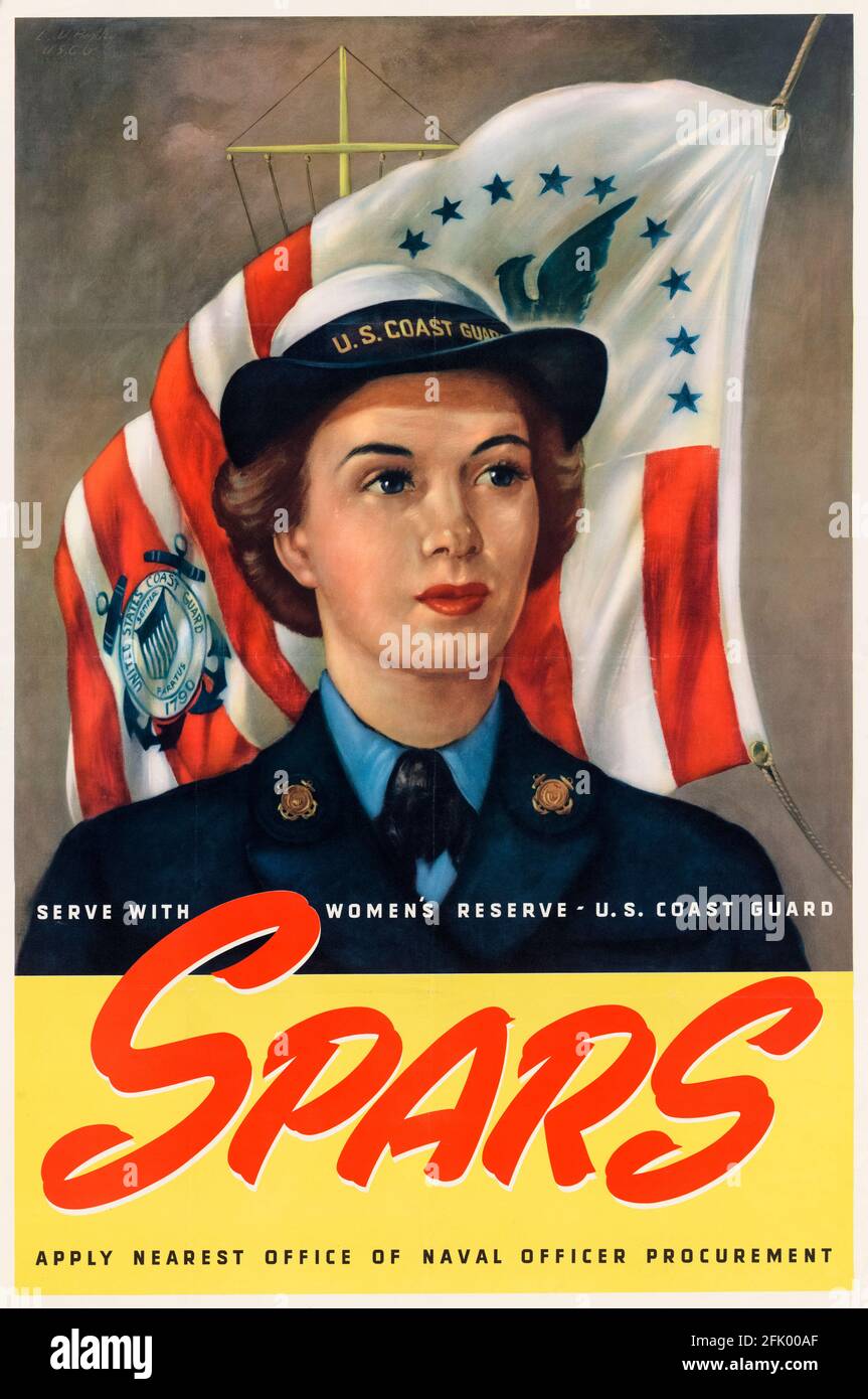American, WW2 female recruitment poster: Join the SPARS, Women's Reserve - US Coast Guard (USCG), 1941-1945 Stock Photo