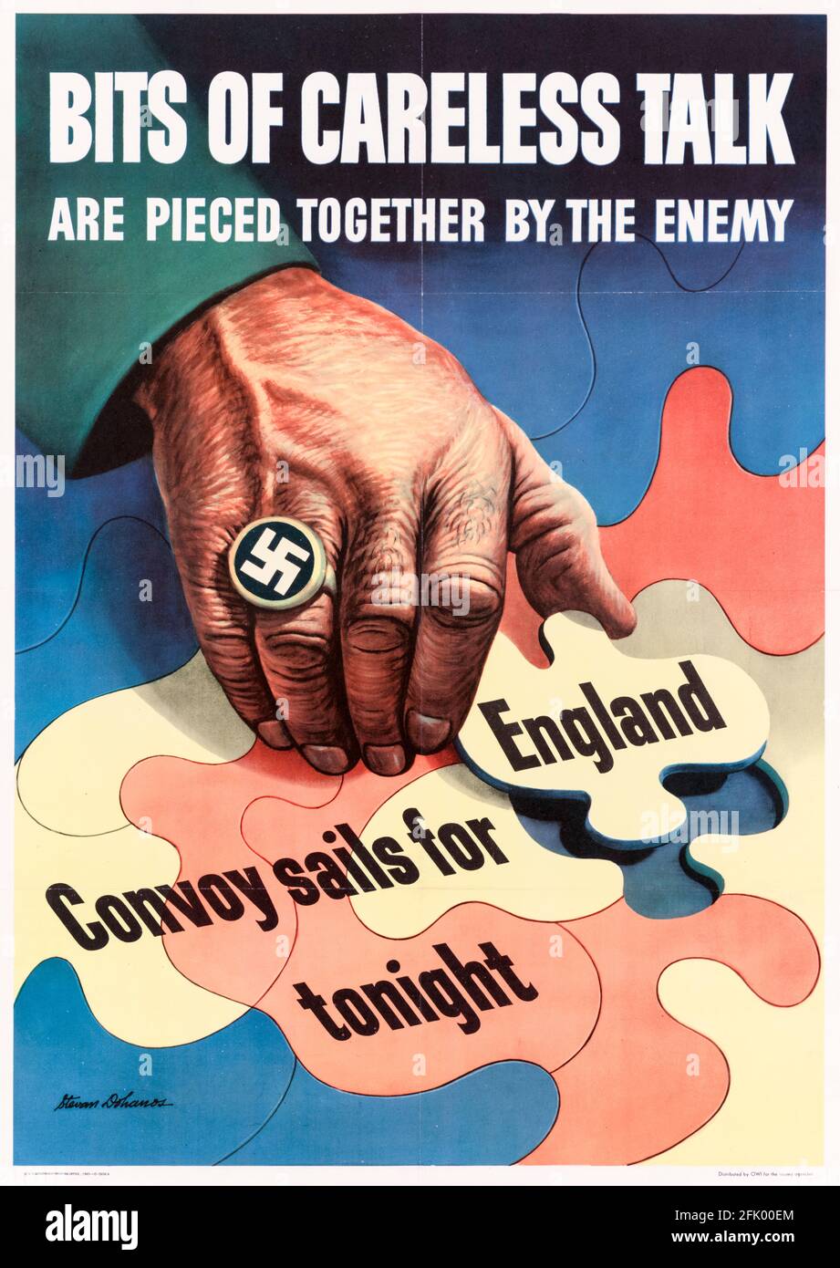 American, WW2 Public Information Poster,: Bits of careless talk are pieced together by the enemy, 1942-1945 Stock Photo