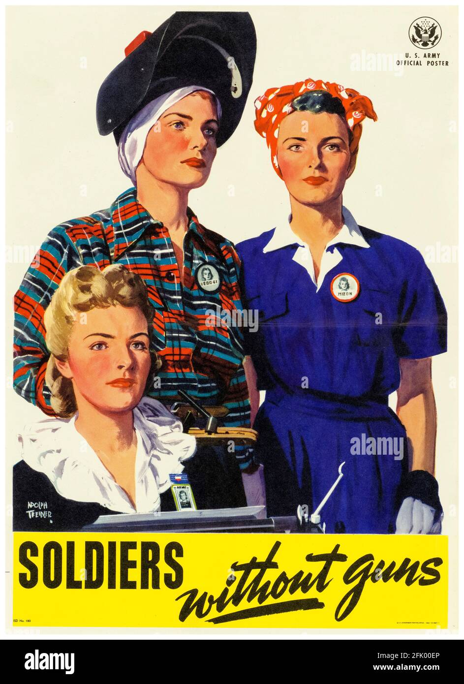 Soldiers without Guns, American, WW2 female war work poster (Women war workers), 1942-1945 Stock Photo