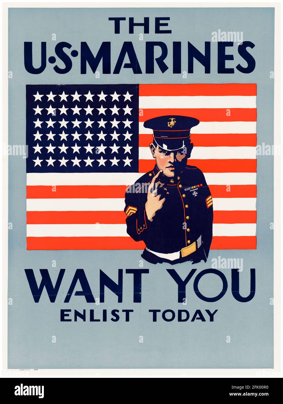 The US Marines Want YOU, Enlist Today: American, WW2 military recruitment poster, (USMC), 1942-1945 Stock Photo