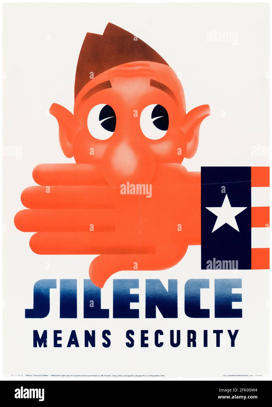 American, WW2, Silence Means Security: Careless Talk, Public Information Poster, 1942-1945 Stock Photo