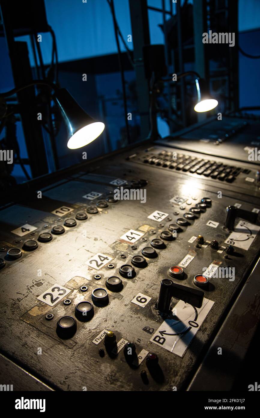 Stage equipment control panel in theatre Stock Photo - Alamy