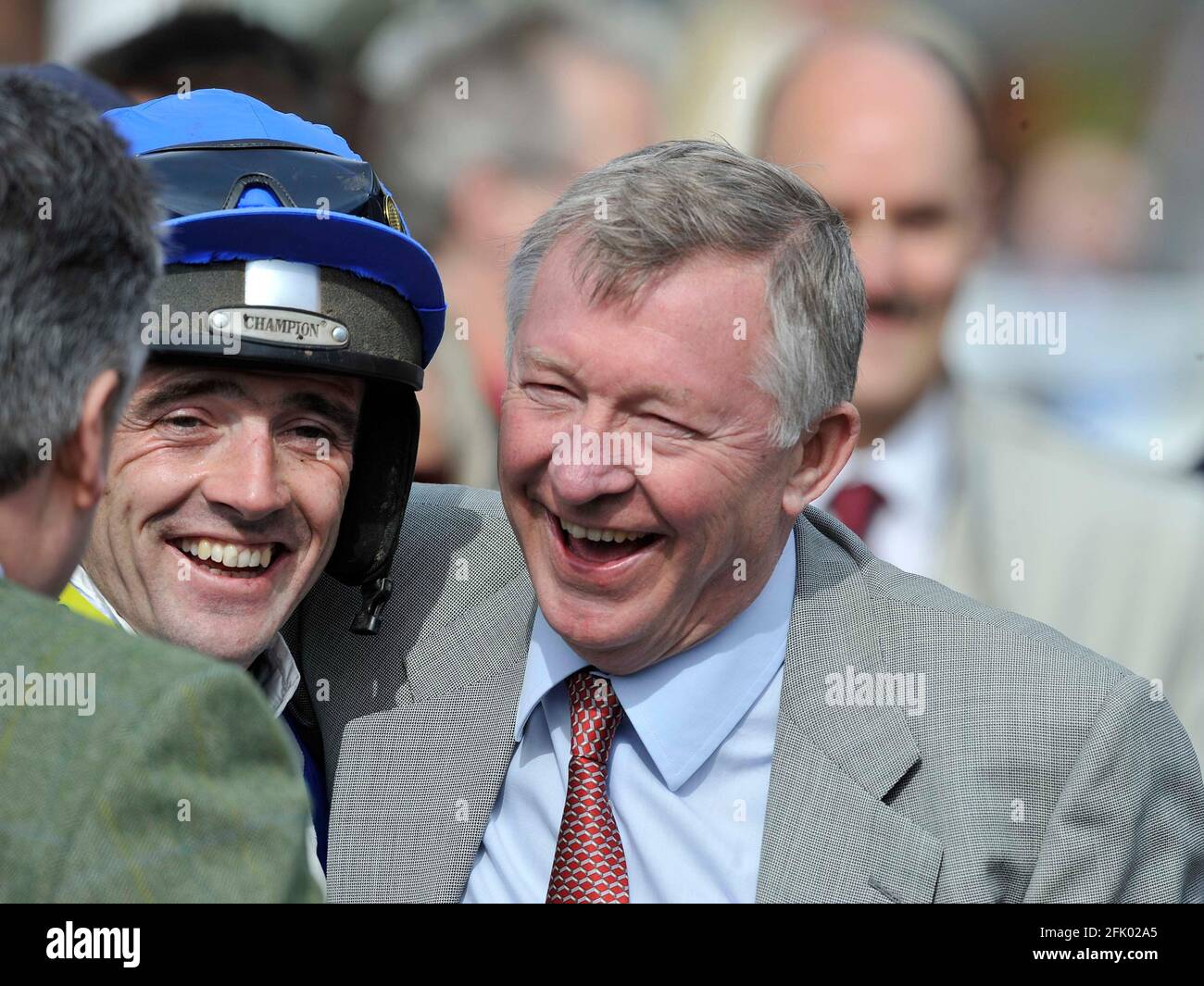 RACING AT AINTREE. 8/4/2010. THE TOTESPORT BOWL CHASE. WINNER RUBY WALSH ON WHAT A FRIEND with owner sir alex ferguson. . PICTURE DAVID ASHDOWN Stock Photo