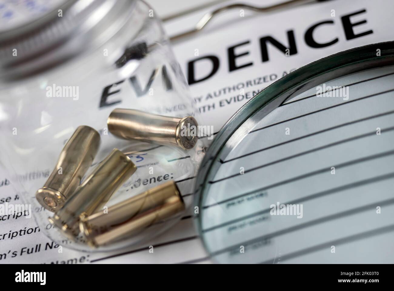 Criminalistic Laboratory, Bullet shell analysis, conceptual image Stock ...