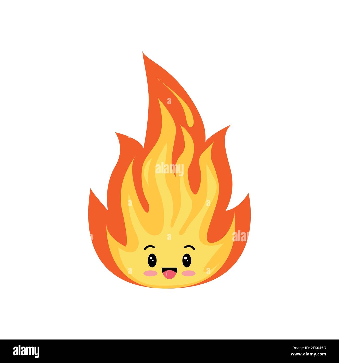 Fire flame emoji cute character isolated on a white background Stock