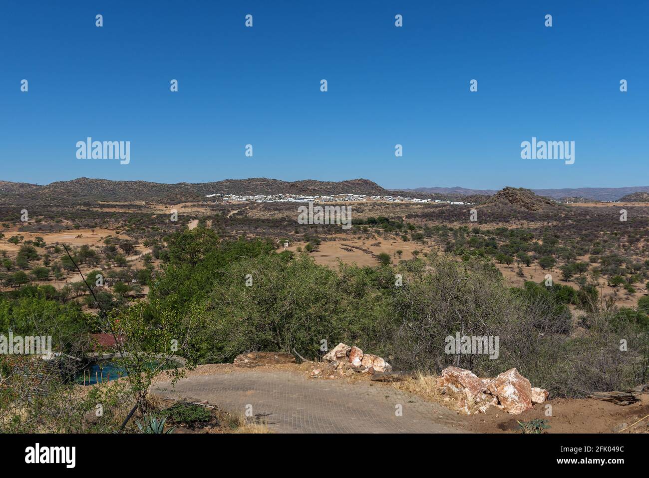 View from a mountain on the Elisenheim new district, Windhoek, Namibia Stock Photo
