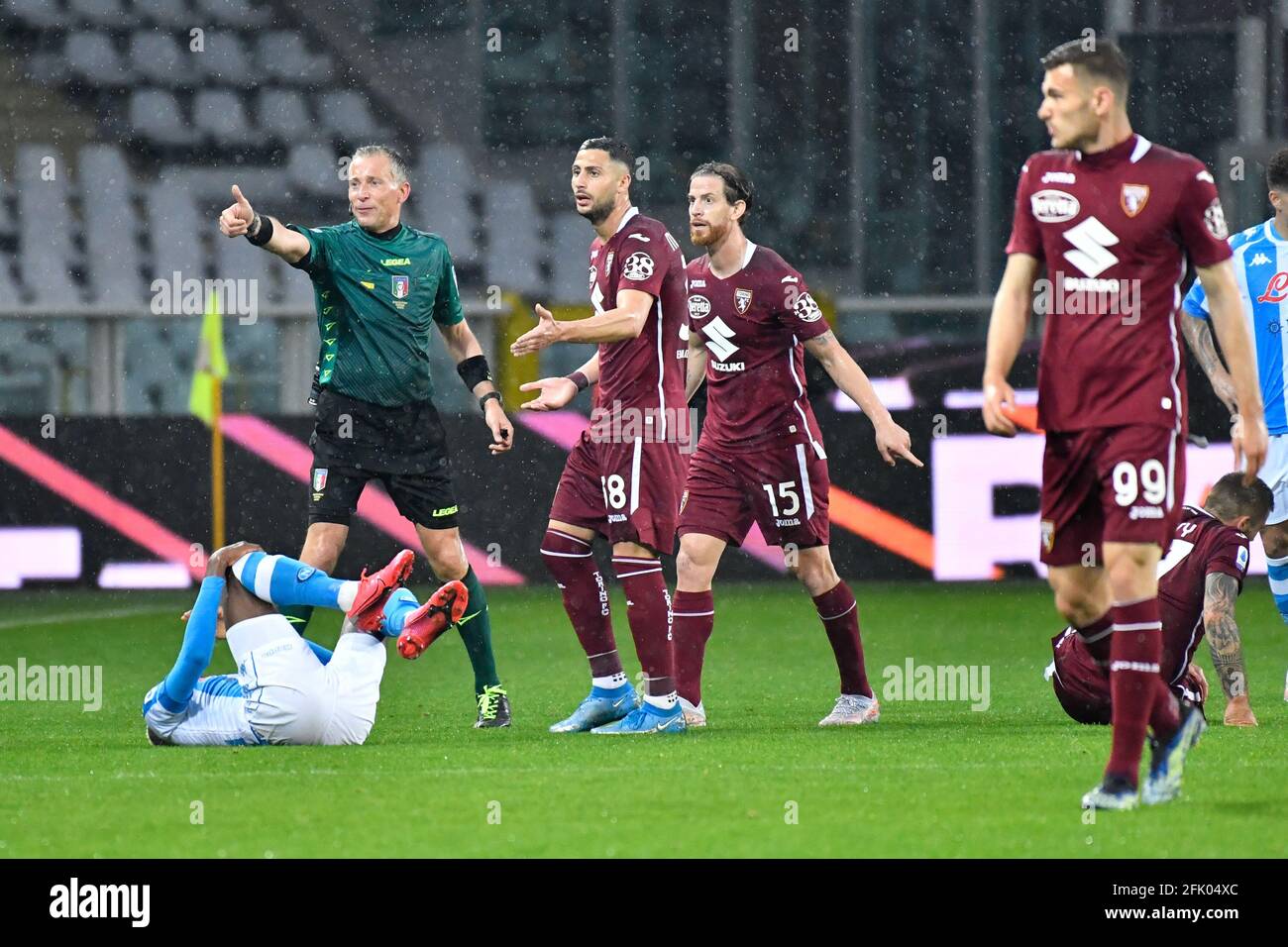 Turin, Italy. 26th Apr, 2021. Referee Paolo Valeri seen during the Seria A match between Torino FC and SSC Napoli at Stadio Grande Torino in Turin, Italy. (Photo Credit: Gonzales Photo/Alamy Live News Stock Photo