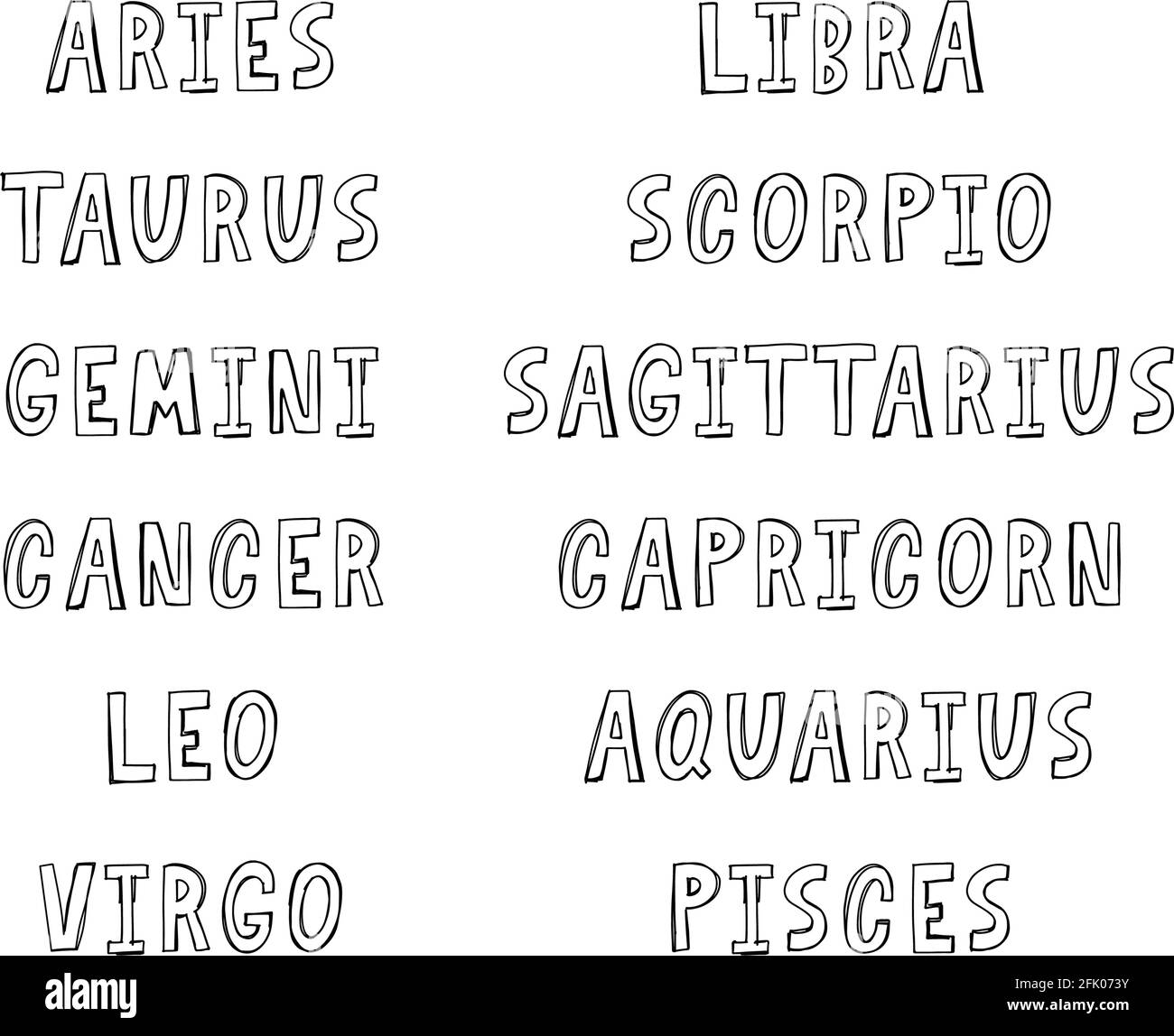 Zodiac lettering Vector Sign. Cartoon astrology text illustration ...