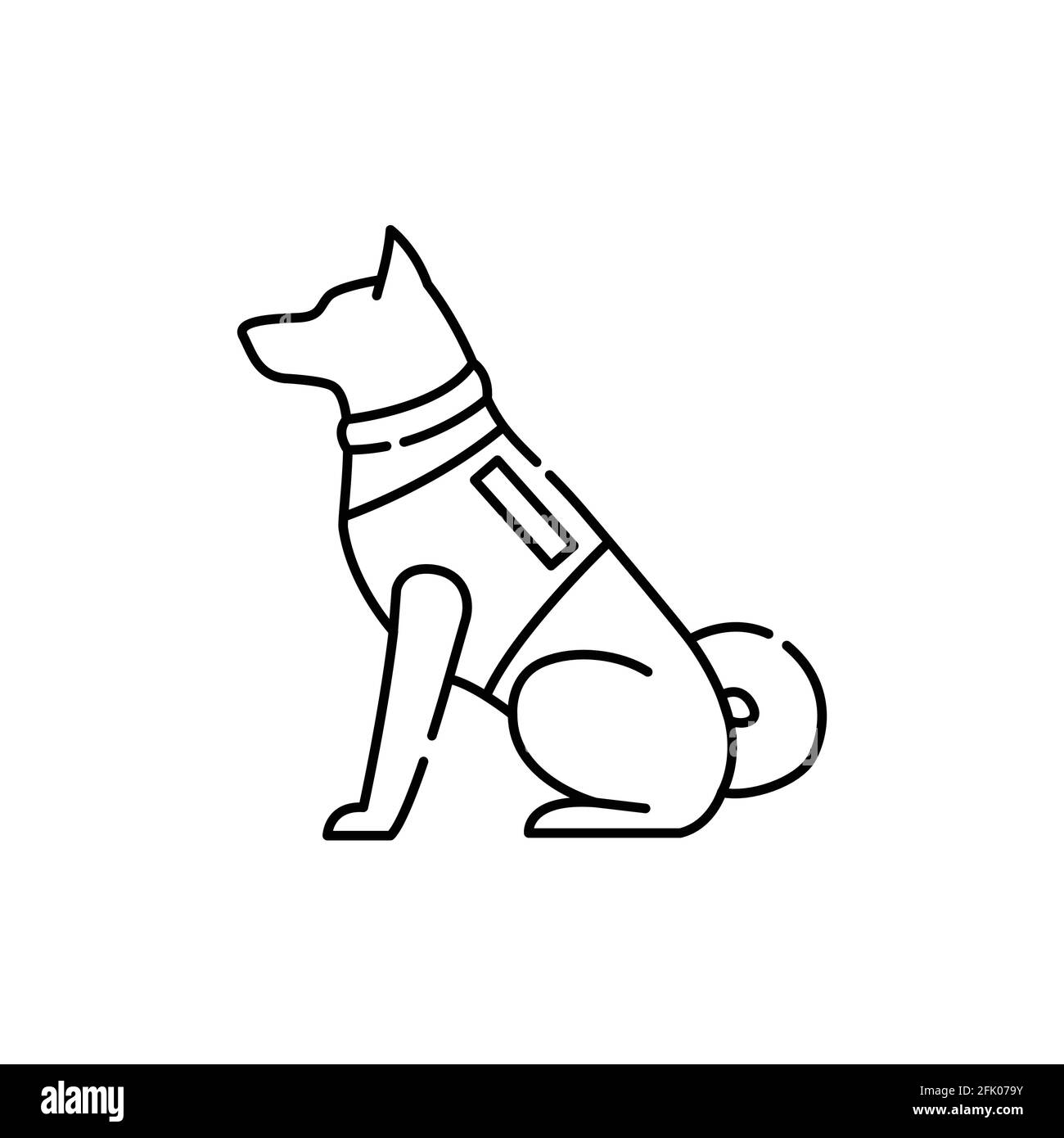 Guard dog olor line icon. Pictogram for web page, mobile app, promo. UI UX GUI design element
