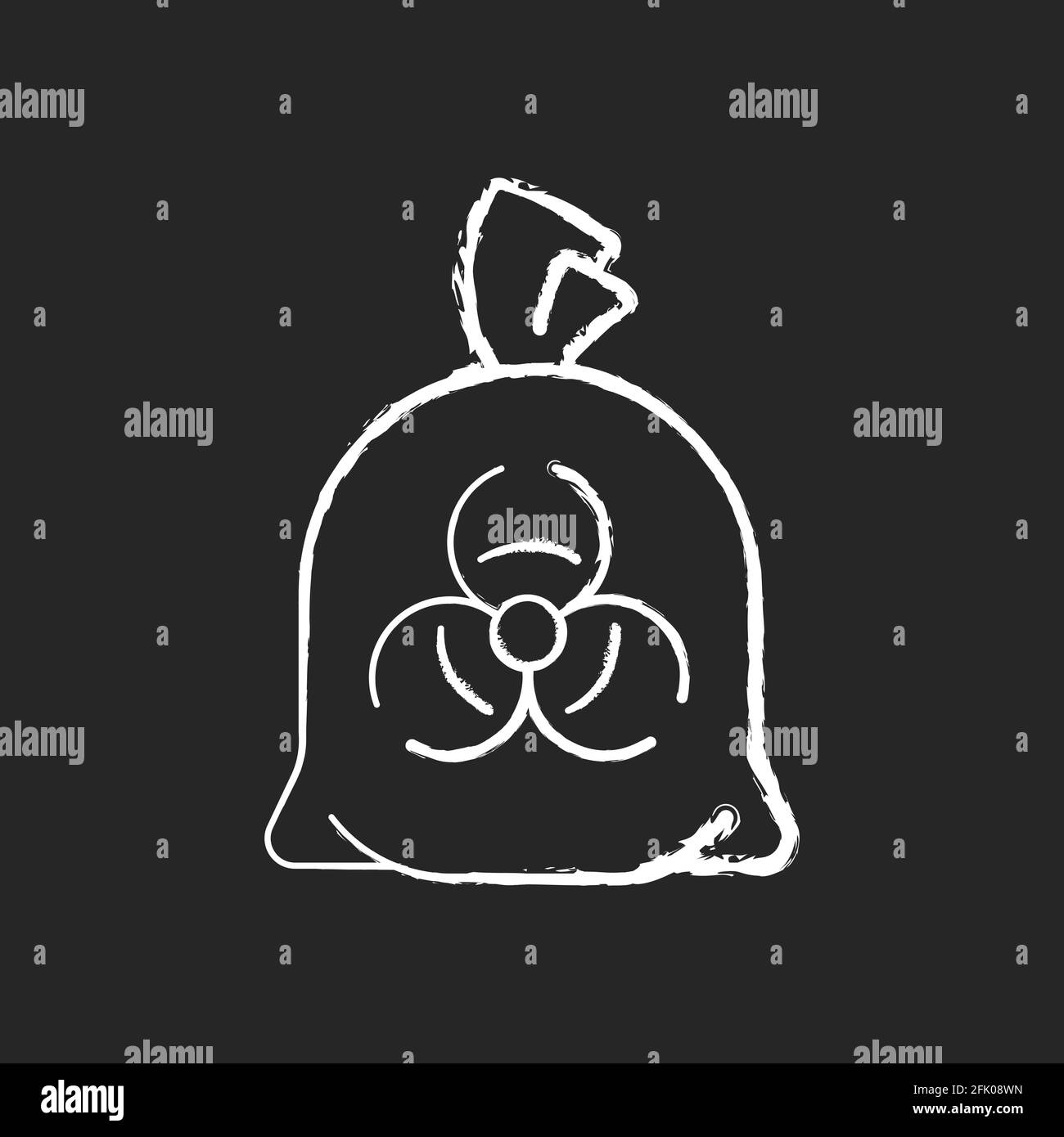 Infectious waste bag chalk white icon on black background Stock Vector
