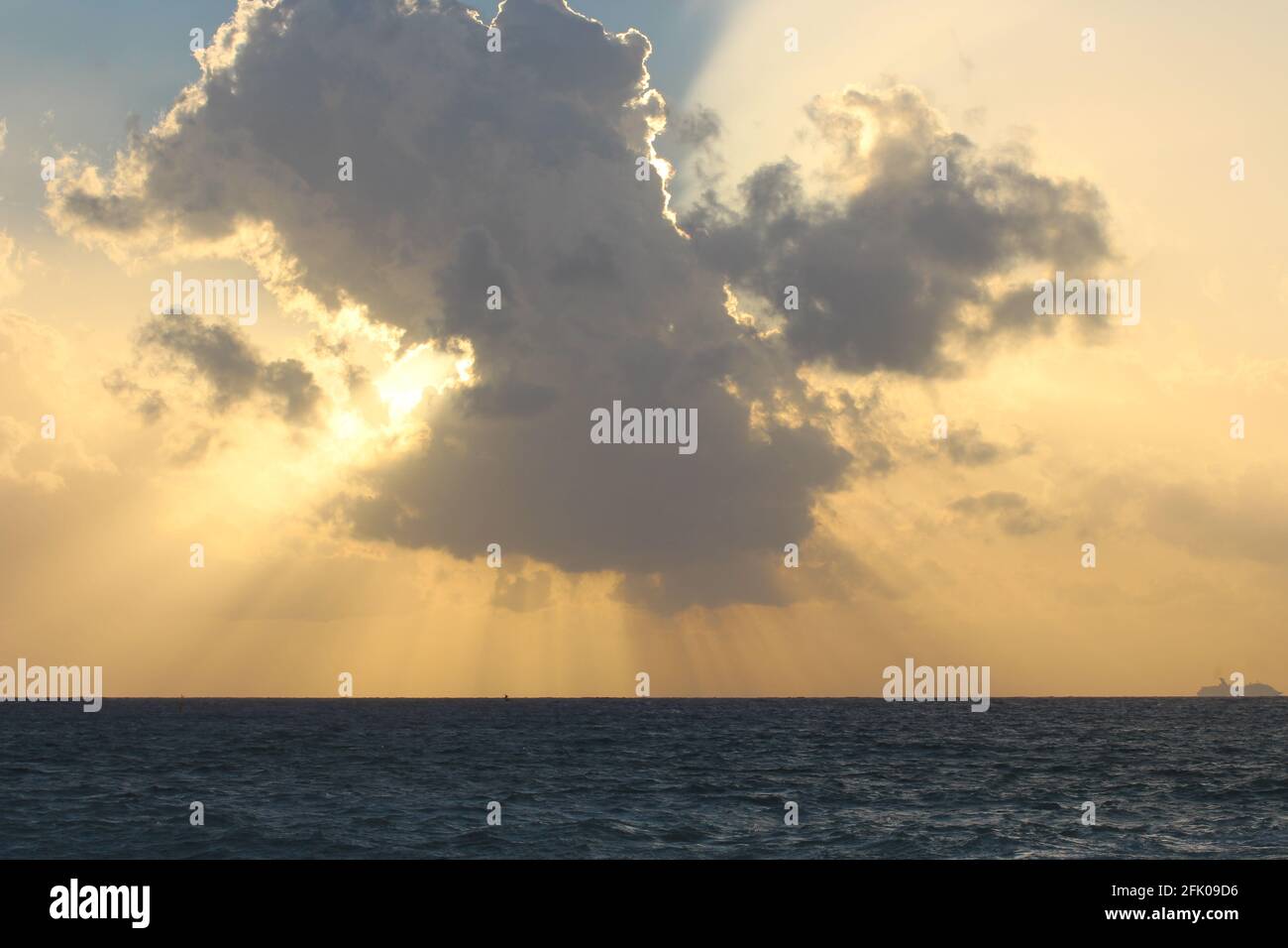 fantastic sunset with cloudburst in the evening Stock Photo